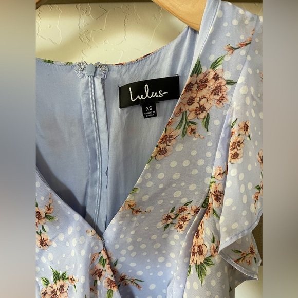 Lulu’s|Cairo Periwinkle Floral Print Ruffled Midi Dress,Polka Dot•Super Cute🫶🏻 - Picture 9 of 16